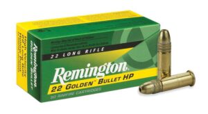 Munición Remington, modelo Golden Bullet HP, calibre .22 LR 36 grains, caja 50u.