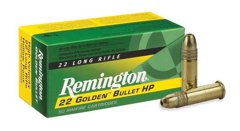 Munición Remington, modelo Golden Bullet HP, calibre .22 LR 36 grains, caja 50u.