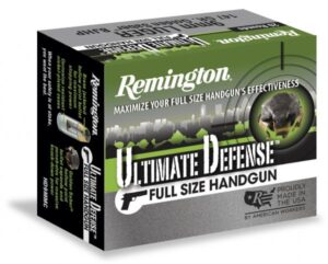 Munición Remington calibre 9mm Luger + P, Ultimate Defense Hollow Point, 124gr Golden Saber BJHP