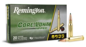 Munición Remington, calibre .308 Win, 165 grains modelo Core-Lokt Tipped, caja 20u.